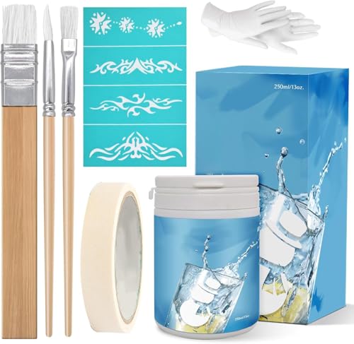 (13oz)Glass Etch Starter Cream Kit for Intricate Designs, DIY Art Craft Bundled with 3 Application...