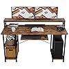 Ironck computer desk 55 home office desk with keyboard tray monitor stand storage shelf industrial studying writing table vintage brown  urban country home decor