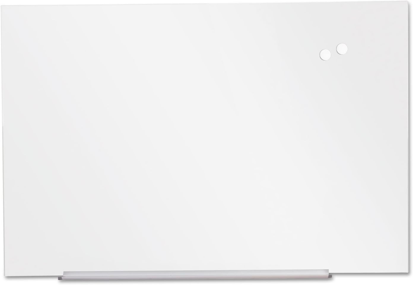Universal Frameless Magnetic Glass Dry Erase Board, 72" x 48", White Surface, Horiztonal Mount