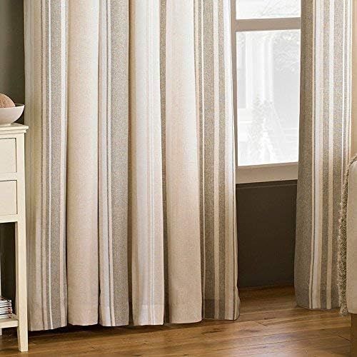Riva Paoletti Broadway Ringtop Eyelet Curtains (Pair) - Coffee, Beige and Cream PolyCotton - 168 x 183cm, W 66.1" x L 72" (1 Panels) - Image 4