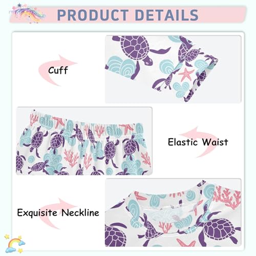 Animal Turtles Pajama Sets Long Sleeve Top with Pants Cotton Soft Sleepwear 2 Piece Pjs Set, 8 Years Old3
