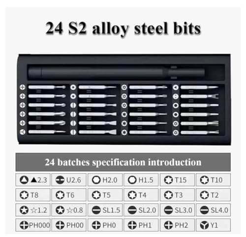 Image of 24 in 1 Mini Screwdriver Set with Case, Small Flathead Magnetic Screwdriver Kit for Electronics, PC, Watches, Glasses, Phones, Jewelry, Black