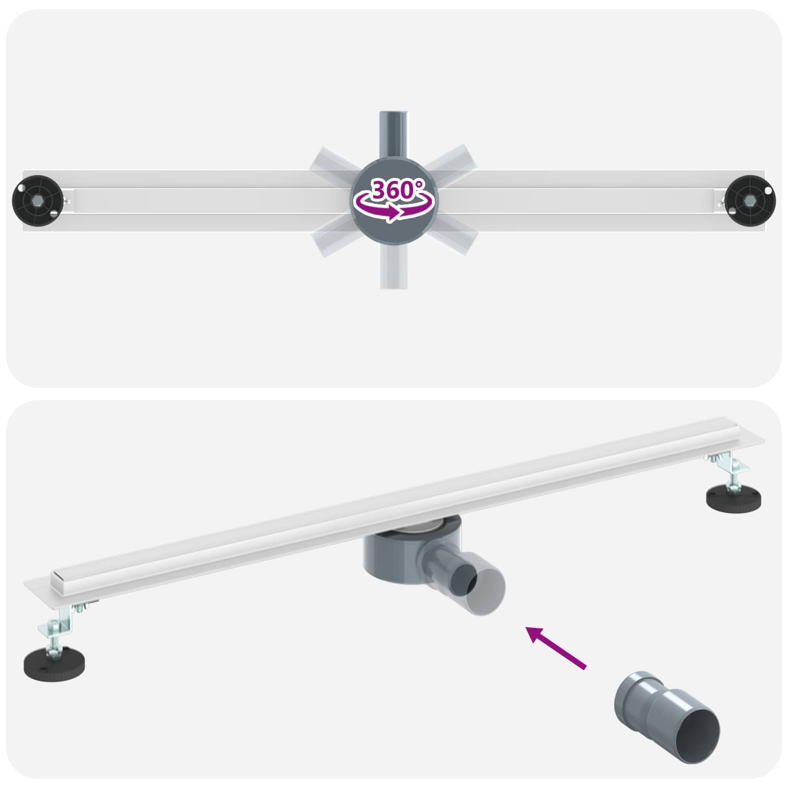 vidaXL 360° Odpływ prysznicowy z cienkim modelem srebrny 80 cm