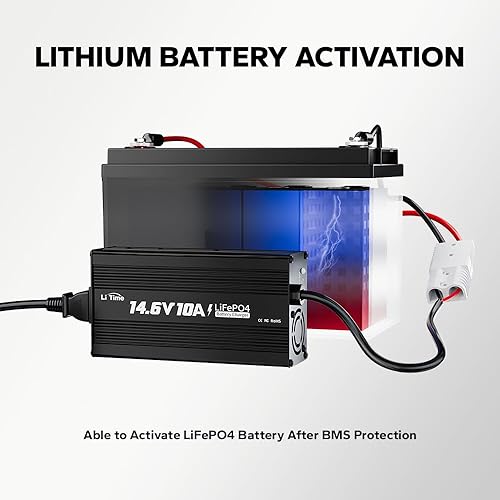 Miniatura 3 de LiTime Cargador de batería de litio de 10 amperios 14.6 V AC-DC LiFePO4 Cargador de batería de litio con conector Anderson Cargador indicador LED