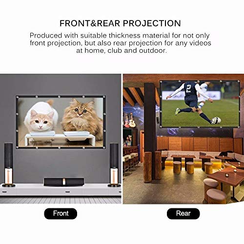 Projector Screen 120 Inch, P-Jing Projection Movies Screen 16:9 Hd Foldable Anti-Crease Portable For Home Theater Outdoor Indoor Support Double Sided #TOP3