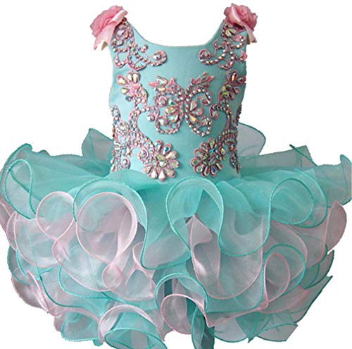 Jenniferwu G070A Infant Toddler Baby Newborn Little Girl's Pageant Party Birthday Dress Mint Size 12-18M