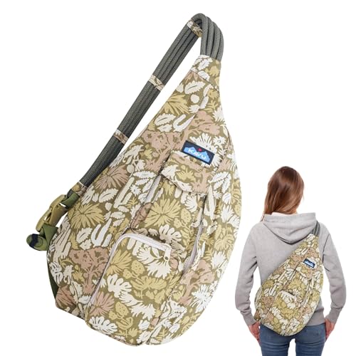 Image of KAVU Rope Sling Bag - Large Crossbody Bags for Women & Men | Hands Free, Cross Body for Travel, Hiking & Everyday Carry, with Padded Back, Adjustable Rope Strap & Cotton Canvas