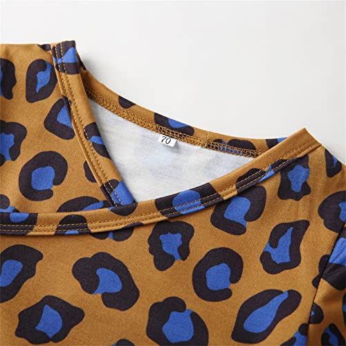Conjunto de calças de manga comprida para meninos recém-nascidos e bebês meninas outono leopardo con