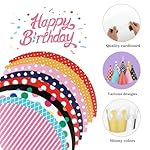 Thinp 11 Pcs Adorable Party Hats Set - 9 Cone Hats with Pom Poms & 2 Paper Crowns for Pet Birthday Party Decor - Image 2