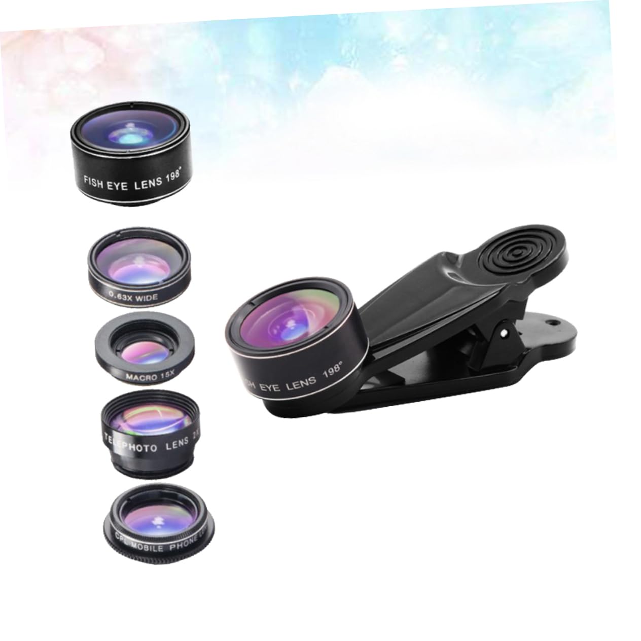 ABOOFAN 3piezas Kit De Lentes para Teléfono Móvil Lentes Ojo De Gran Angular Macro y Teleconvertidor Compatible La Mayoría De Smartphones Fácil Instalación y Alta Definición