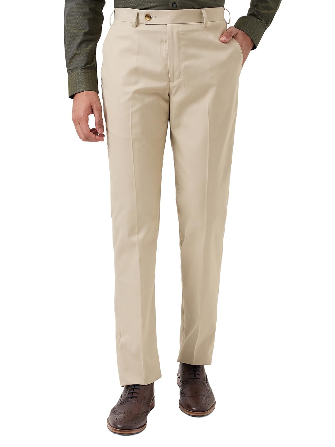 park avenue Men Smart Fit Twill Pattern Poly Viscose Blend Flat Front Formal Trouser-picture-32