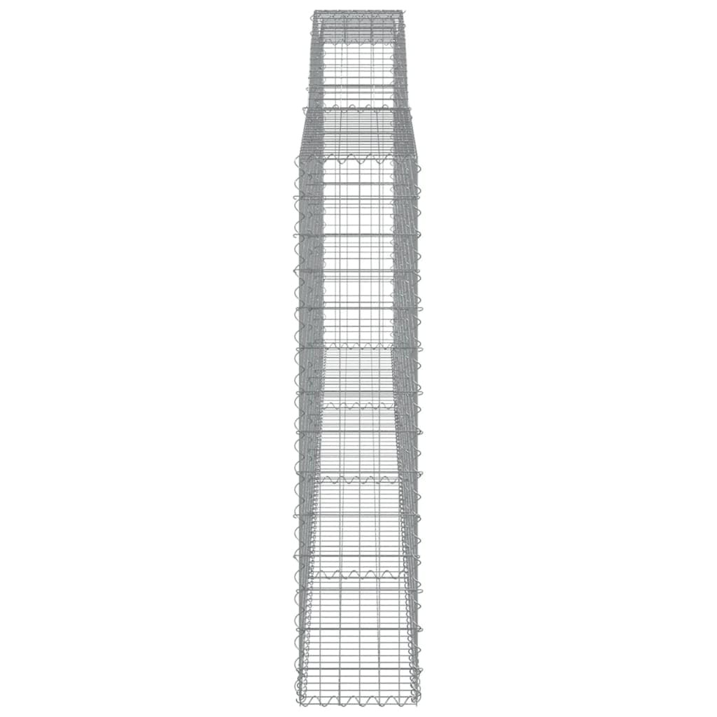 Gaviones de arco alto 4 piezas 400x30x140/160cm de hierro galvanizado para barreras de jardín como protección de visión y decoración de aislamiento acústico