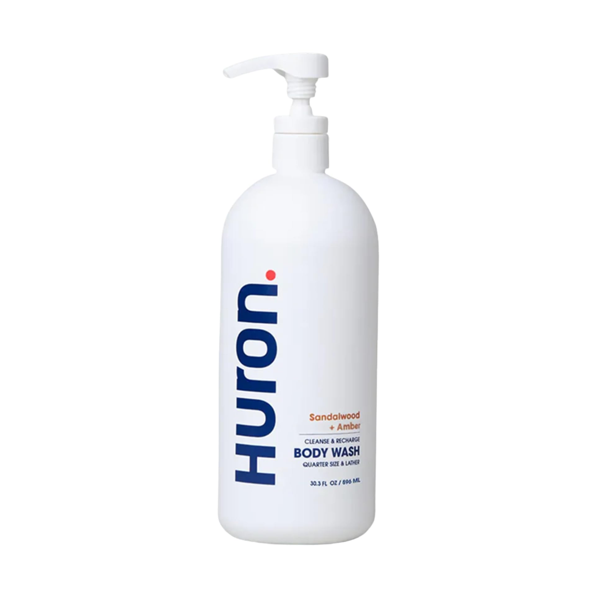 Huron Mens Moisturizing Body Wash - Clean Woody Scent of Sandalwood Amber - Made With Coconut Oil Vitamin