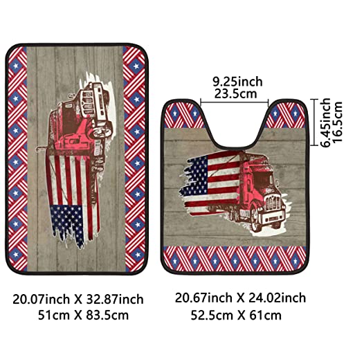 Amerikanische Flagge LKW Badematten Sets 2 Stück Badteppich und U-förmiger WC-Teppich rutschfest saugfähig… – Bild 3