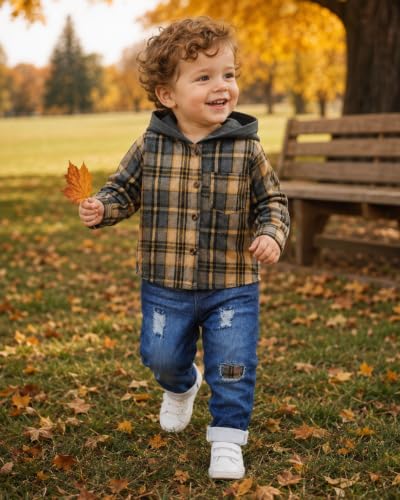 Image of Renotemy Toddler Baby Boy Clothes Hooded Sweatshirt Denim Outfits 12M-5T