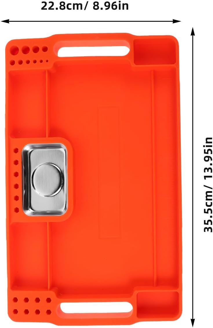 Tool Tray: Heavy Duty Silicone Tool Organizer Tray - Multi-Purpose Mechanics Parts Plate With Divided Sections - Anti-Slip Design For Engine Repair