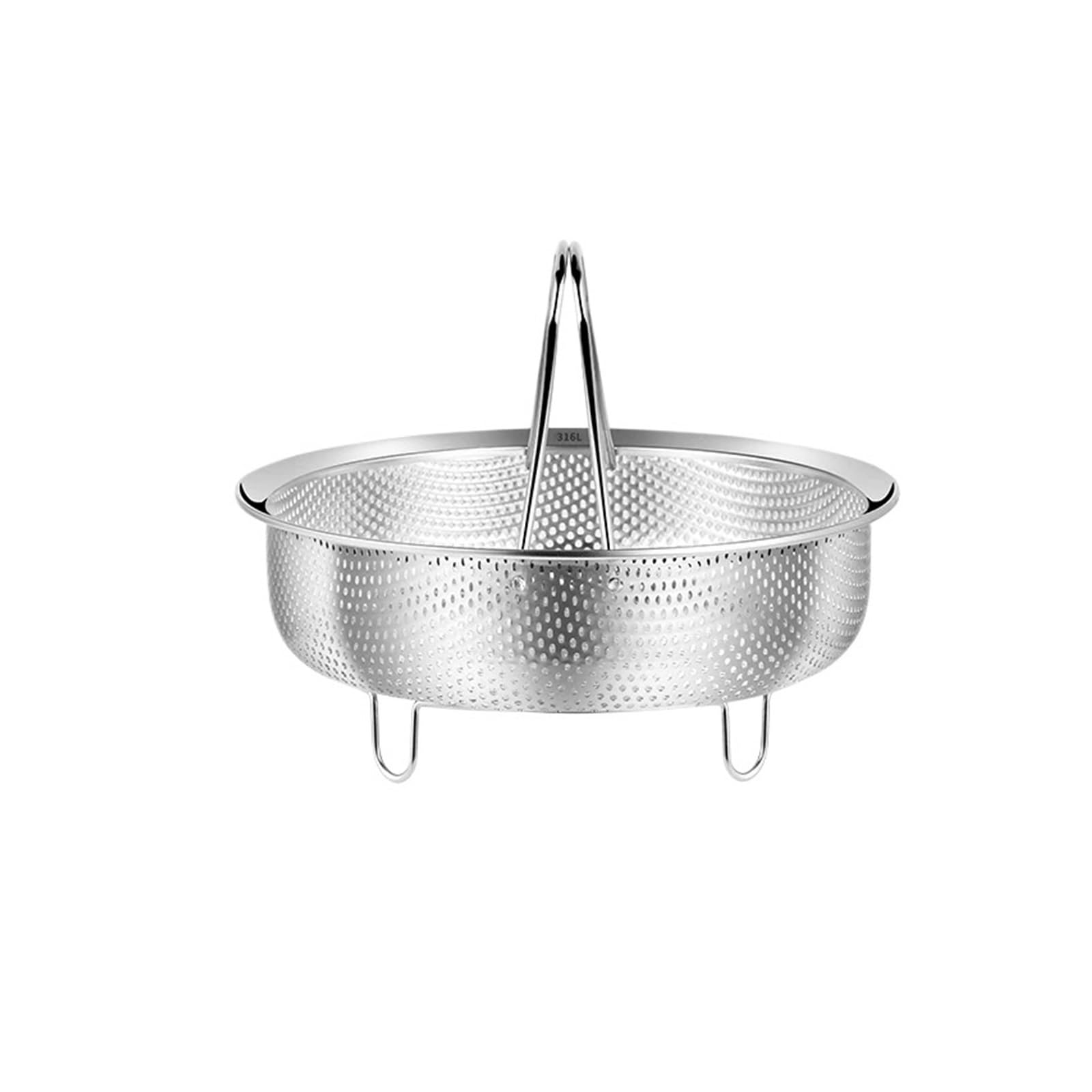 Cesta de vapor acero inoxidable con mango silicona for olla a presión arrocera, rejilla, escurridor, utensilios cocina Cesta de vapor inox(22cm)