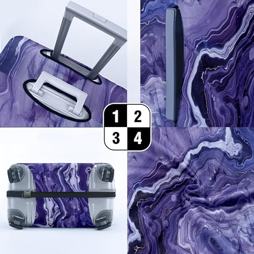 Purple Marbled Luggage Cover Suitcase Protector Travel Luggage Cover Carry on Luggage Cover Washable Baggage Covers for Suitcase Fit 30-32 Inch Luggage4