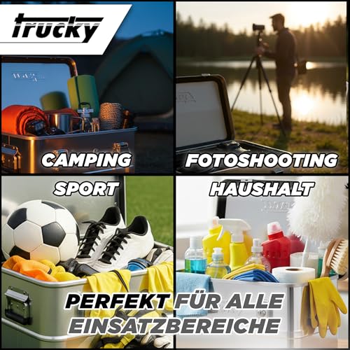 Trucky Aluminium Box mit Deckel Silber Alu Kiste Alukiste Auswahl Transportbox Metallbox Aufbewahrungsbox Boxen Abschliessbar Metallkiste, Größe:135 L