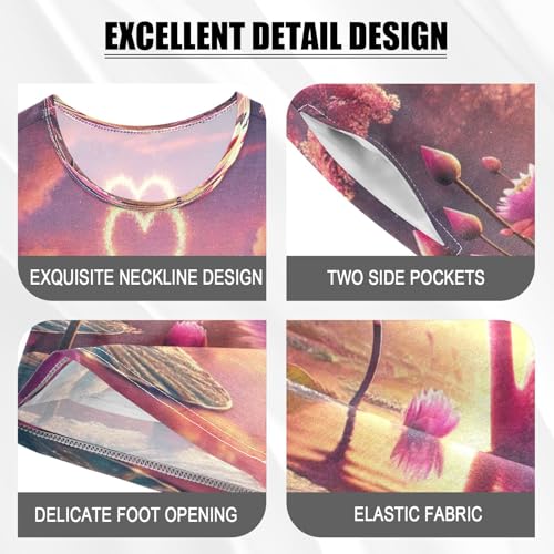 Flamingos Valentines Pajama Set Short Sleeve PJ Set Cotton Summer Pajamas Sleepwear Soft 5Y4