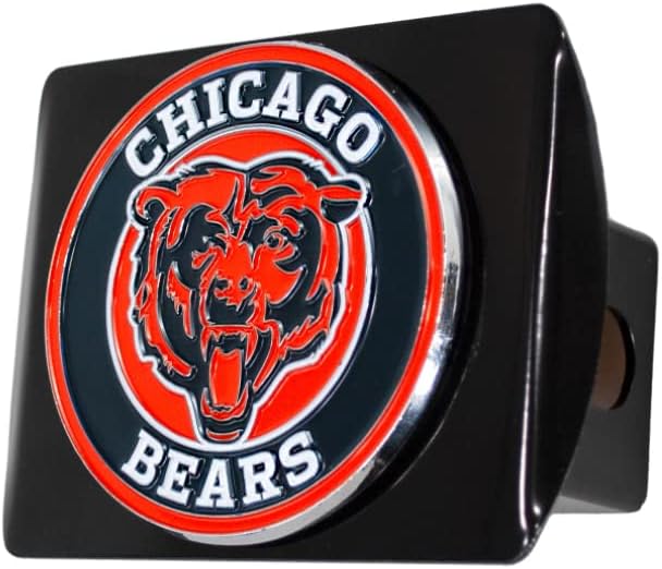 Chicago Bears NFL Black Metal Hitch Cover with 3D Colored Team Logo by FANMATS - Unique Round Molded Design – Easy Installation on Truck, SUV, Car - Ideal Gift for Die Hard Football Fan