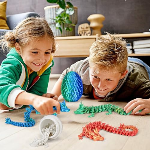 Merrwon 3D Printed Dragon Egg With Dragon (28.5Cm) Inside, 3D Printer Articulated Crystal Animals Fidget Toys And Decoration, Graduation Gift For Kids, Teens, Boys, Girls (Laser Dark-Green) - 9
