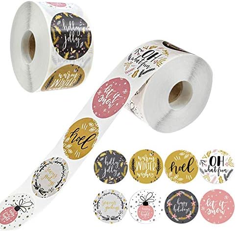 1000PCS Round Christmas Stickers Roll 1 Inch Christmas Seal Labels Self Adhesive Christmas Holiday Stickers Festival Party Decorative Sealing Stickers for Crafts Presents Envelopes Cards Gift Bags