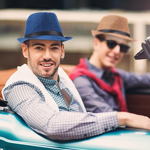 Pack 16 Gorros Fedora Trilby Panama de ala corta para verano miniatura 5
