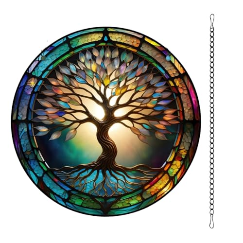 ideastore ステンドグラス サンキャッチャー インテリア おしゃれ 幸せを呼ぶ 開運アイテム (樹木)