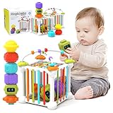 JUXUE Baby Sensory Bin Shape Sorter Toy for 1 Year Old, Sensory Stacking Toys for Babies 6-12 Months