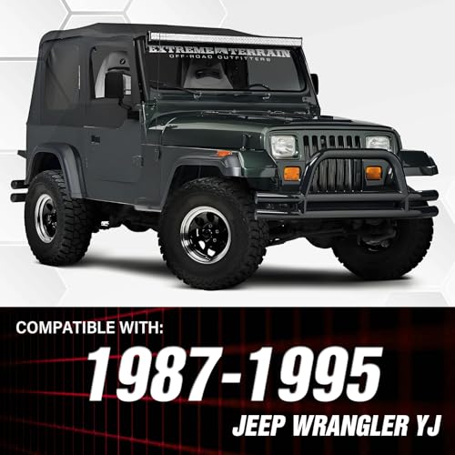 Image of YZONA for YJ Flat Front and Rear Fender Flares Compatible with 1987 1988 1989 1990 1991 1992 1993 1994 1995 Jeep Wrangler YJ, Heavy Duty Steel Off-Road Mud Guard Wheel Fender Kit (4 PCS, Black)