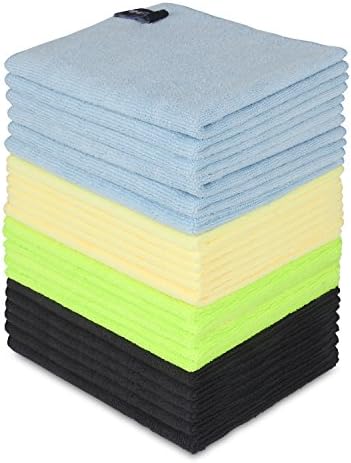 Fiber Promot High Absorbent Microfiber Cleaning Cloth Towel 24Pack(Blue, Green, Yellow) for Car Window,Led Screen Cleaning The Dust,Dirt (12'' x 16'')