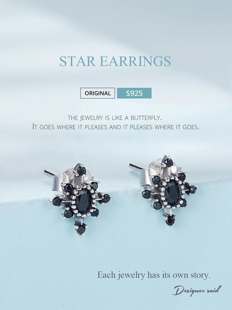 Orecchini a perno a forma di stella, in argento Sterling 925, leggeri, comodi per tutti i giorni