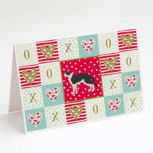 Caroline's Treasures CK5543GCA7P Bicolour Aegean Cat Love Greeting Cards and Envelopes Pack of 8, Red Blank Cards with Envelopes Whimsical A7 Size 5x7 Blank Note Cards