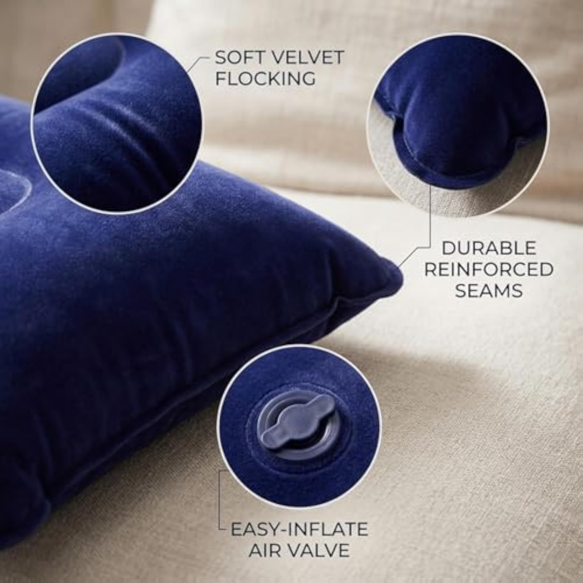 4 PCS Inflatable Travel Pillows, Compact Blow Up Pillow Set