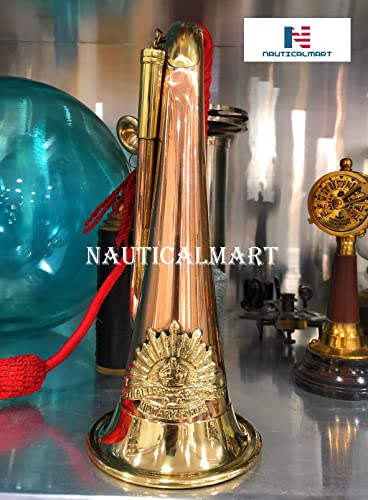 Brass And Copper Blowing Bugle Signal Horn 10.6" With Beautiful Rope Binding #TOP3