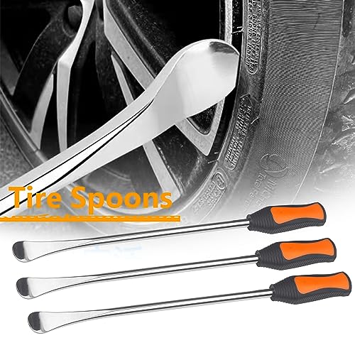 Image of 14.5 inch Steel Tire Spoon Set, Tire Changer,Tire Spoon Levers,Tire Changing Tool Kit for Motorcycle Dirt Bike Lawn Tractor Bicycle with Rim Protector