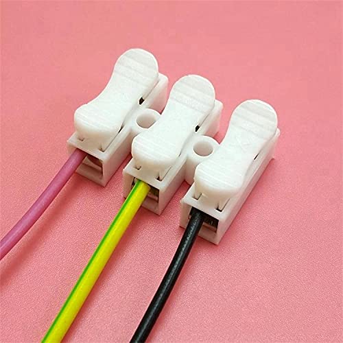 Image of 3 Way Quick Push Type Lock Electric Wire Connectors & Terminal Strip Screw Barrier Block, 3 Position, Insulated Electrical Wire Connector, 25 Pcs Pack of 50 (White)