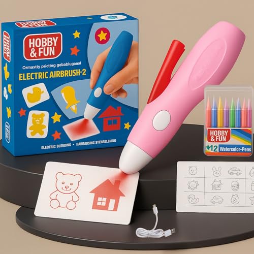 Image of GRAPHENE Spray Art Graffiti Pen Drawing Electric Airbrush Sprayer Marker Set 12 Colours Electric Cordless Rechargeable Airbrush Blow Pen Washable Watercolor Spray Paint Stencils for Kid Gift