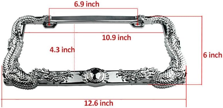 YOUNGERCAR ABS Plastic License Plate Frame 3D Dragon Style Chrome Holder Tag Cover 2 Hole W/O Caps Standard Size License Universal Fit - Image 3