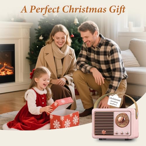 Image of PRUNUS Bluetooth Speaker, Mini Wireless Bluetooth Speaker,Cute Support USB /TF Card /AUX for Kitchen Desk Bedroom Office Party Outdoor(Pink)