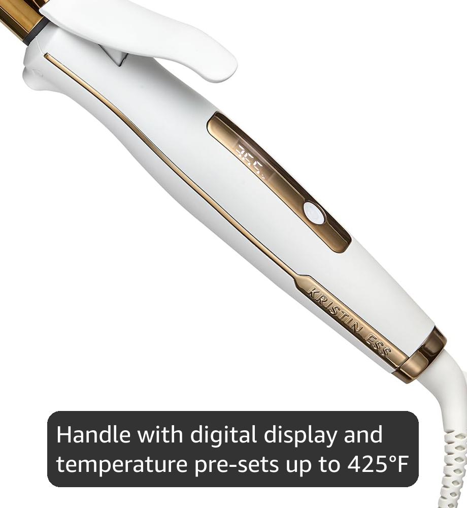 Kristin Ess Hair 1 Inch Titanium Curling Iron for Beach Waves, Small to Medium Curls for Short Hair, Ionic Technology, Fast Heat, Dual Voltage, Auto Shut-Off