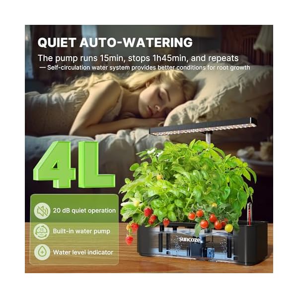   Hydroponics-Growing-System-Kit-12-Pods-24W-LED-Grow-Light-Indoor-Garden-4L-Water-Tank-with-Quiet-Pump-Adjustable-Height-Herb-Garden-Planter-Indoor-Kit-Gardening-Gifts-Black