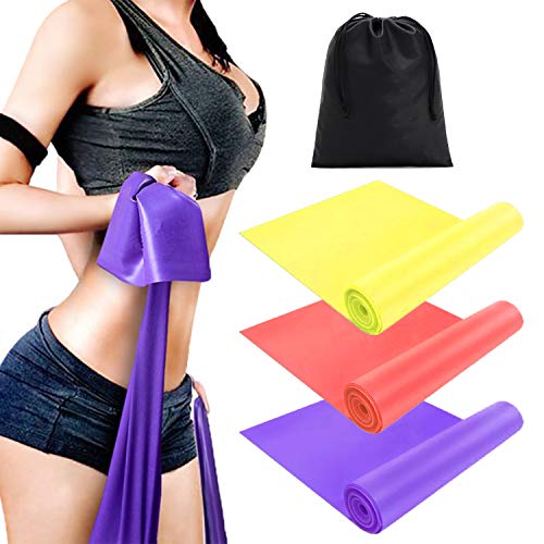 Sunween Resistance Band Set, 3 Pack Latex Elastic Bands for Upper & Lower Body & Core Exercise, Phys Sunween Resistance Band Set, 3 Pack Latex Elastic Bands for Upper & Lower Body & Core Exercise, Phys