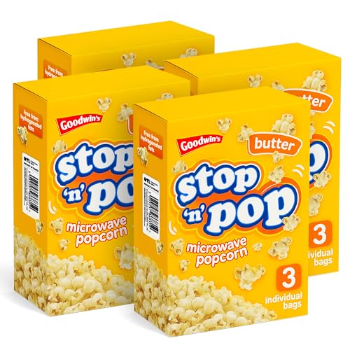 SOL 12pk x 85g Stop n Pop Microwave Popcorn Butter Flavoured Pop Corn Kernels Ready in Minutes Tasty Snack for Family Movie Nights Easy to Prepare Ideal for Sharing Fun Moments at Home