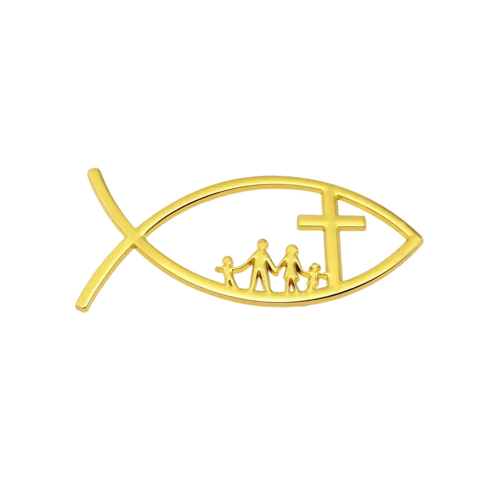 YROHGKPN 3D Car Fish Decal Sticker Fish Emblems Sticker Adhesive Metal