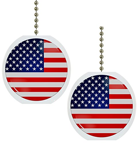 Image of Set of 2 American Flag Solid Ceramic Fan Pulls