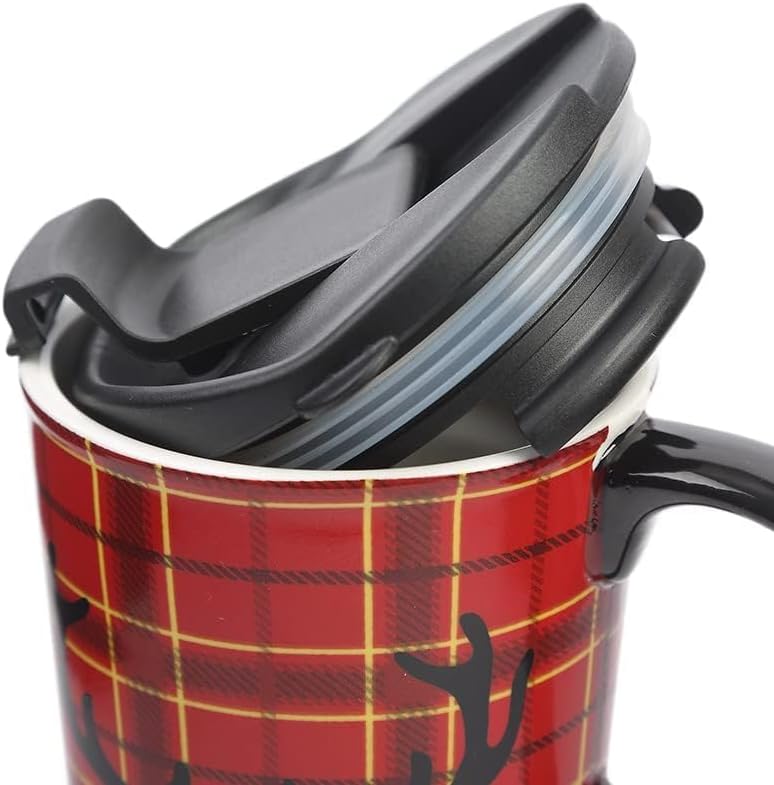 Topadorn 17 oz Christmas Ceramic Mugs, Ceramic Travel Cups with Reindeer Design - Gift for Family and Friends, Ideal for Holiday Party, Hot Chocolate, Tea(Reindeer) - Image 8