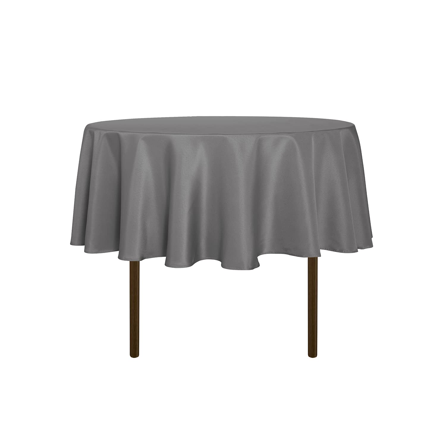 sancua Round Tablecloth 48 Inch Fits 20-36 Inch Tables, Light Grey | Water Resistant, Spill Proof, Washable Polyester Cloth Cover, For Dining Tables, Buffet Parties and Camping