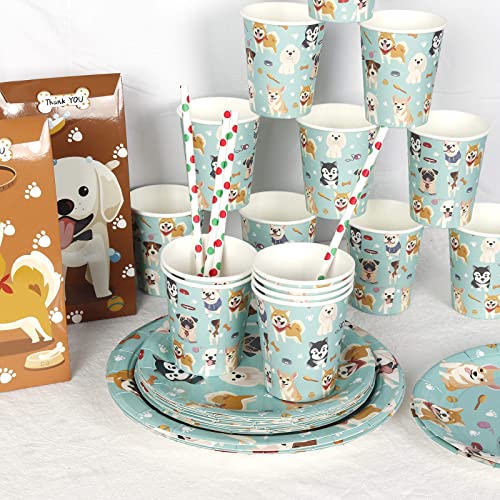 All Ewired Up Dog Party Plates- Puppy Party Supplies Set Including 16 Dessert Dog Paper Plates, 16 Dog Napkins, 16 Dinner Plates- Puppy Plates And Napkins Set For Birthday Or Any Dog Theme Party #TOP6